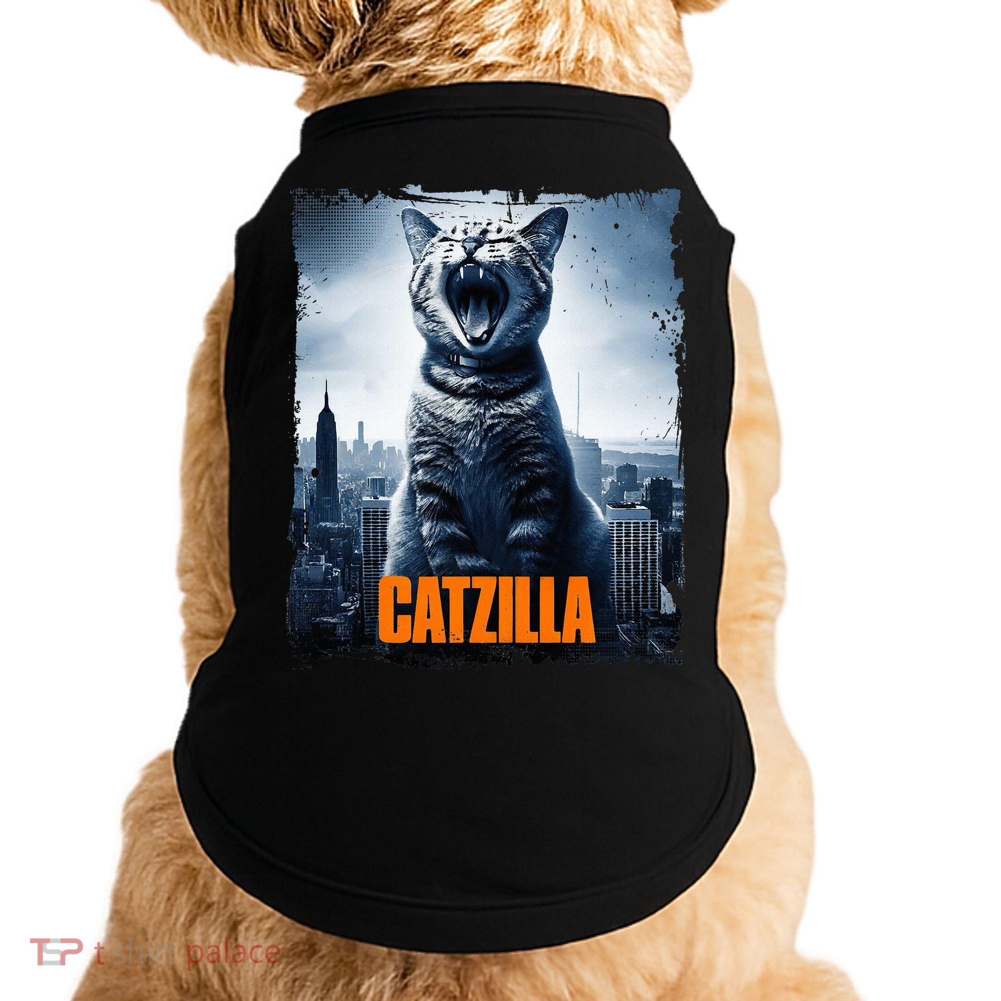 Catzilla Cat Japanese Art Funny Cat Doggie Tank