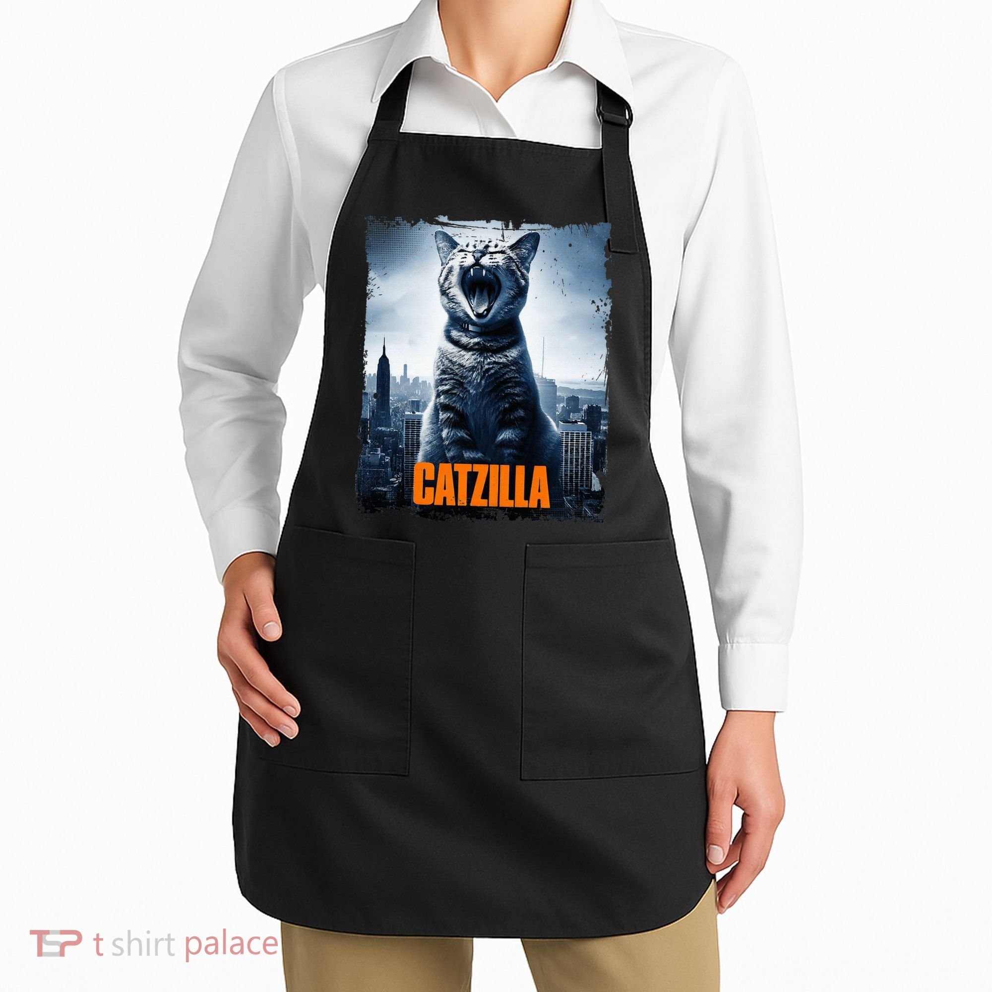 Catzilla Cat Japanese Art Funny Cat Apron