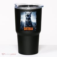 Catzilla Cat Japanese Art Funny Cat Tumbler thumb 0