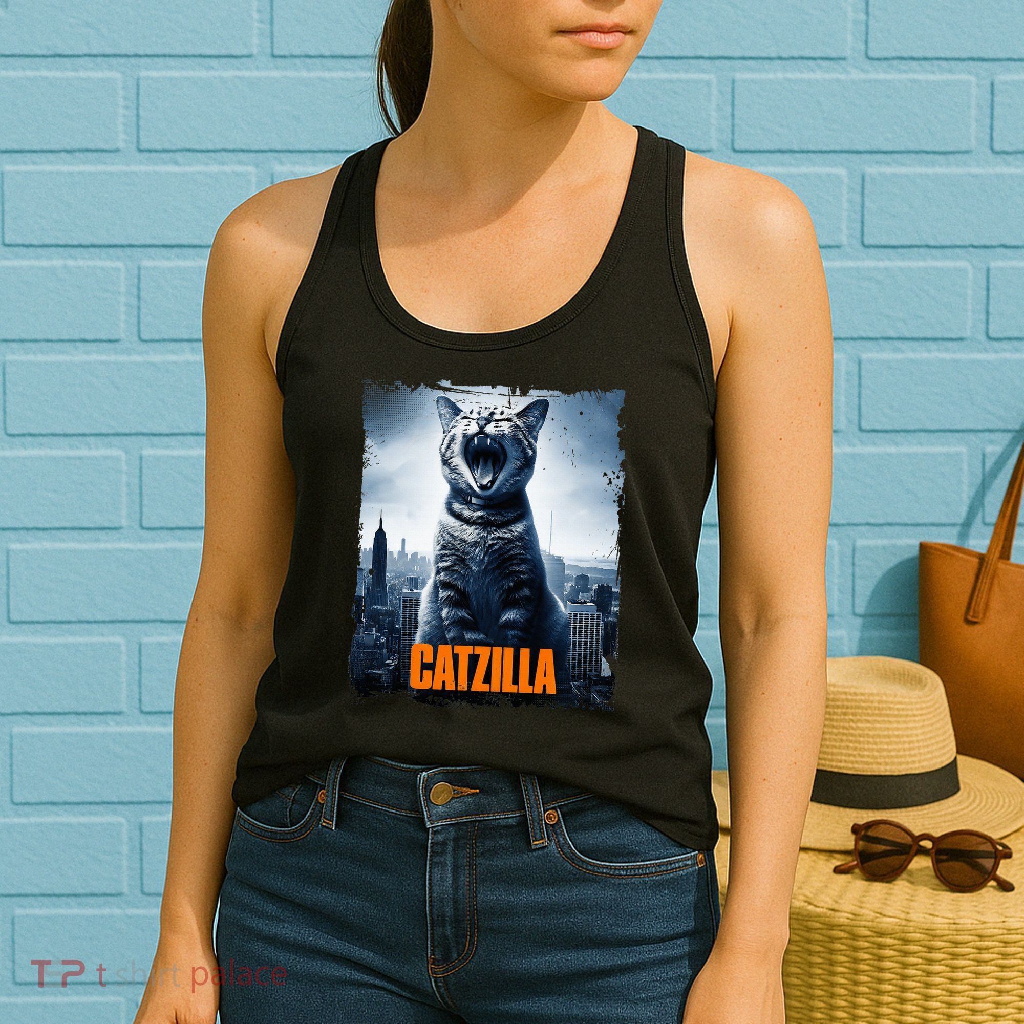 Catzilla Cat Japanese Art Funny Cat Women's Tank Top