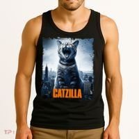 Catzilla Cat Japanese Art Funny Cat Tank Top thumb 3