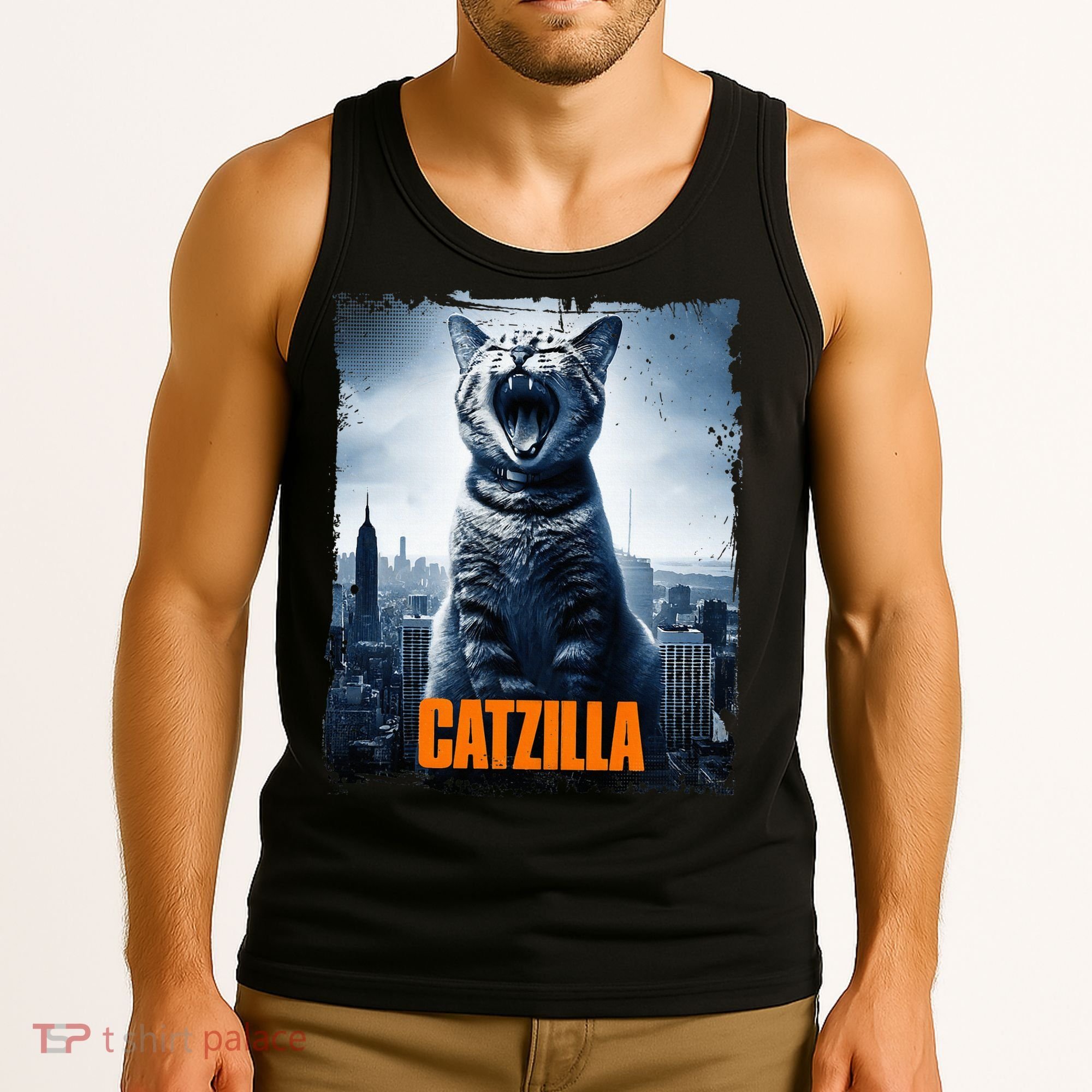 Catzilla Cat Japanese Art Funny Cat Tank Top