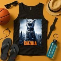 Catzilla Cat Japanese Art Funny Cat Tank Top thumb 4