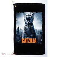 Catzilla Cat Japanese Art Funny Cat Golf Towel thumb 0