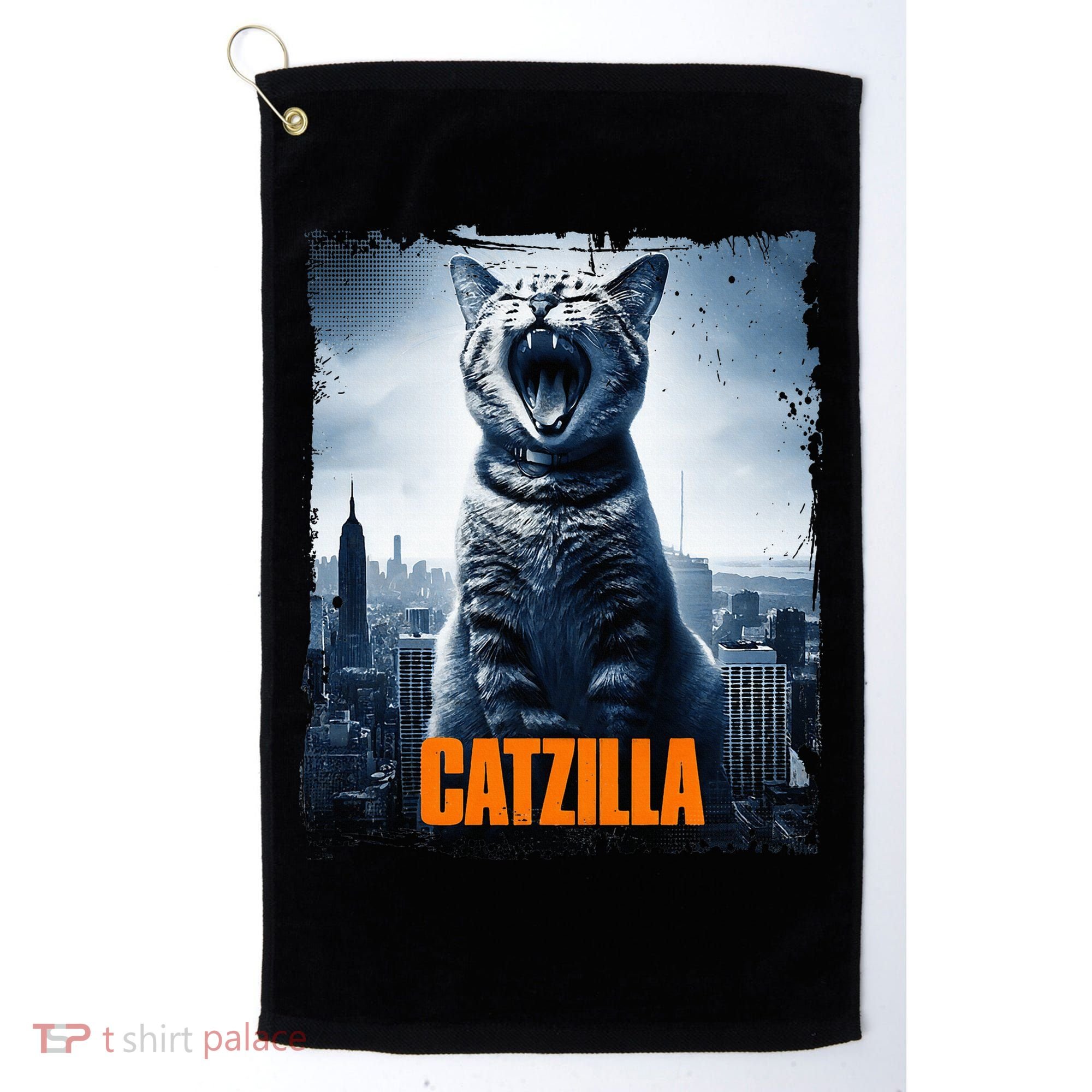 Catzilla Cat Japanese Art Funny Cat Golf Towel