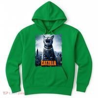 Catzilla Cat Japanese Art Funny Cat Hoodie thumb 0
