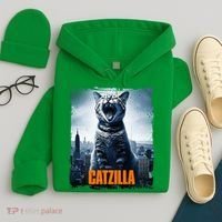 Catzilla Cat Japanese Art Funny Cat Hoodie thumb 4