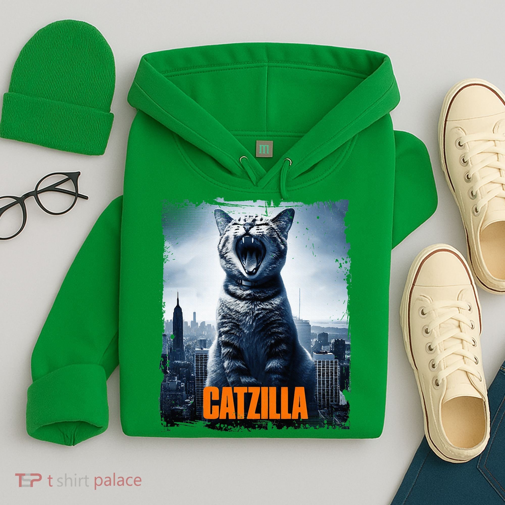 Catzilla Cat Japanese Art Funny Cat Hoodie