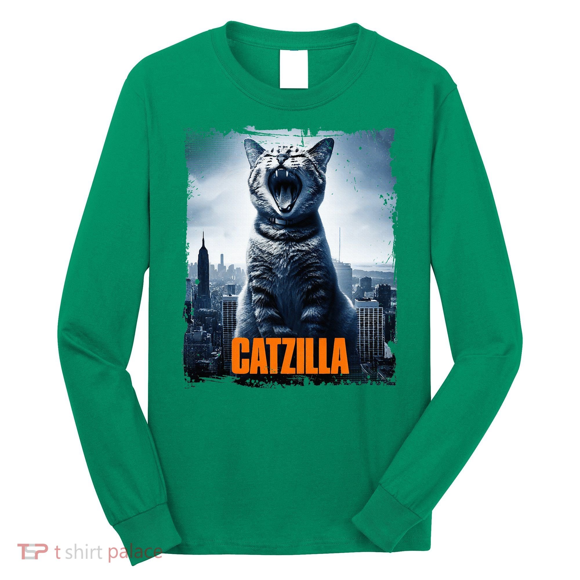 Catzilla Cat Japanese Art Funny Cat Long Sleeve Shirt