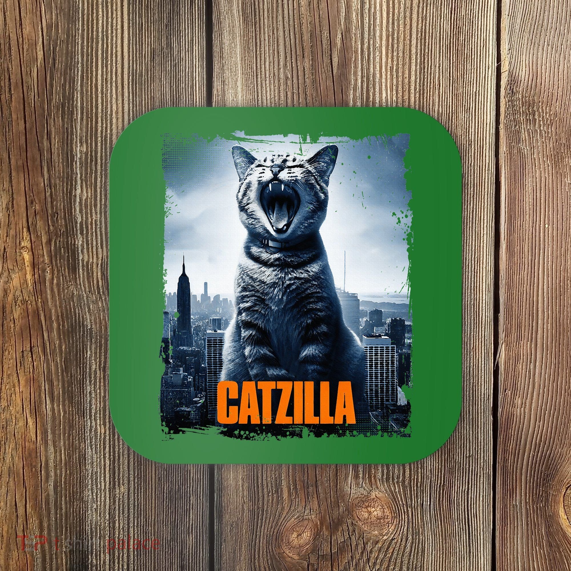 Catzilla Cat Japanese Art Funny Cat Coaster