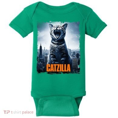 Catzilla Cat Japanese Art Funny Cat Baby Bodysuit