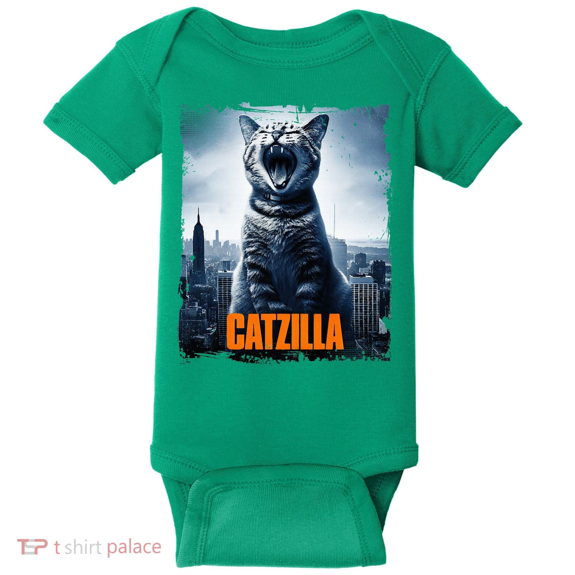 Catzilla Cat Japanese Art Funny Cat Baby Bodysuit