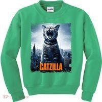 Catzilla Cat Japanese Art Funny Cat Kids Sweatshirt thumb 0