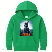 Catzilla Cat Japanese Art Funny Cat Kids Hoodie thumb 0