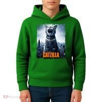 Catzilla Cat Japanese Art Funny Cat Kids Hoodie thumb 4