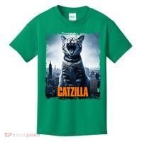 Catzilla Cat Japanese Art Funny Cat Kids T-Shirt thumb 0