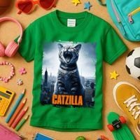 Catzilla Cat Japanese Art Funny Cat Kids T-Shirt thumb 3