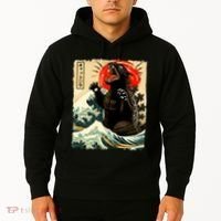 Catzilla Cat Japanese Art Funny Cat Hoodie thumb 2
