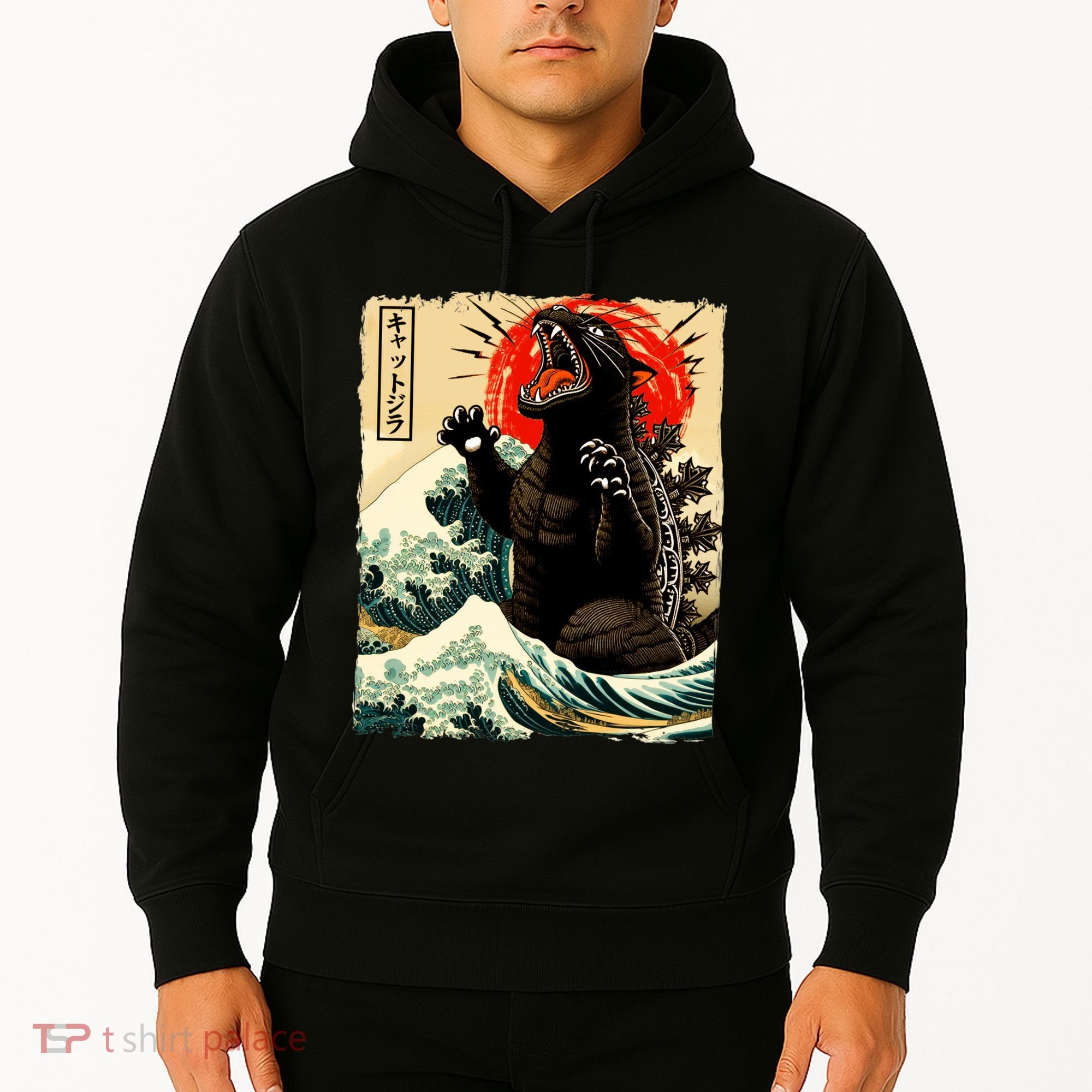 Catzilla Cat Japanese Art Funny Cat Hoodie