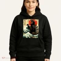 Catzilla Cat Japanese Art Funny Cat Hoodie thumb 5
