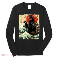 Catzilla Cat Japanese Art Funny Cat Long Sleeve Shirt thumb 0