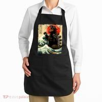 Catzilla Cat Japanese Art Funny Cat Apron thumb 2