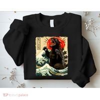 Catzilla Cat Japanese Art Funny Cat Sweatshirt thumb 2