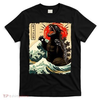 Catzilla Cat Japanese Art Funny Cat T-Shirt