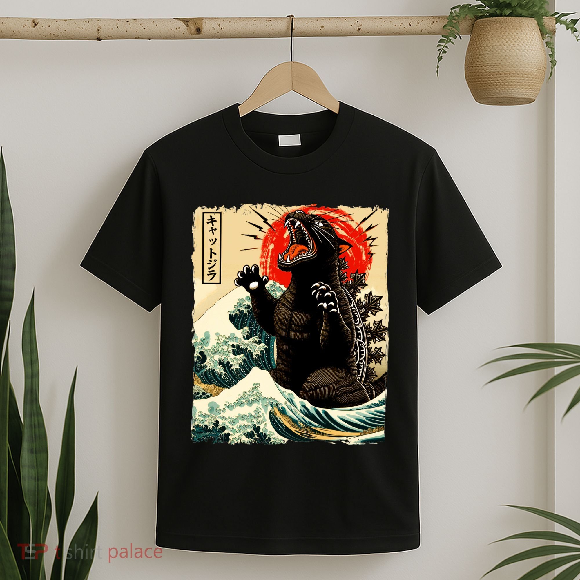 Catzilla Cat Japanese Art Funny Cat T-Shirt