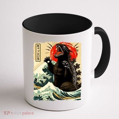 Catzilla Cat Japanese Art Funny Cat Coffee Mug back