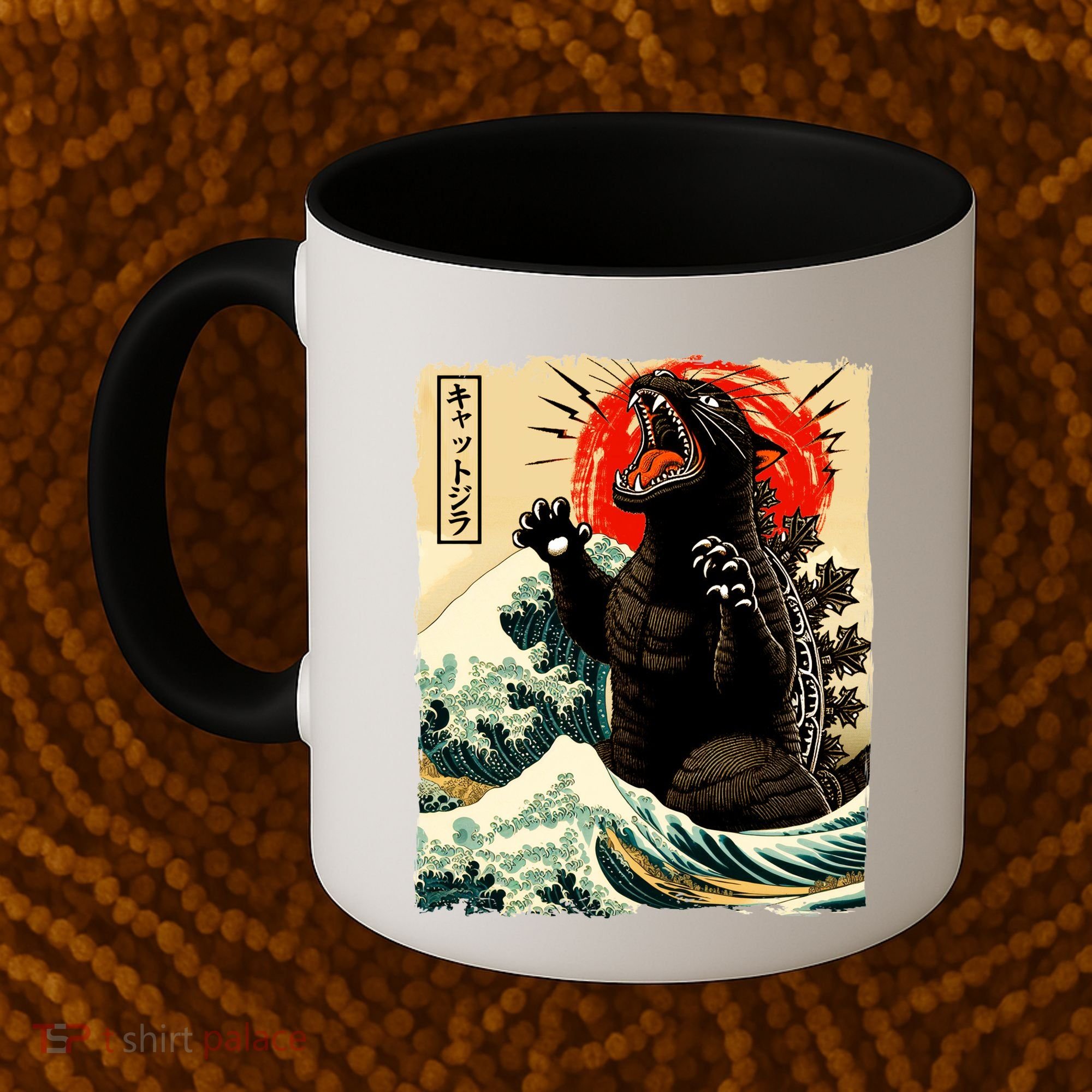 Catzilla Cat Japanese Art Funny Cat Coffee Mug