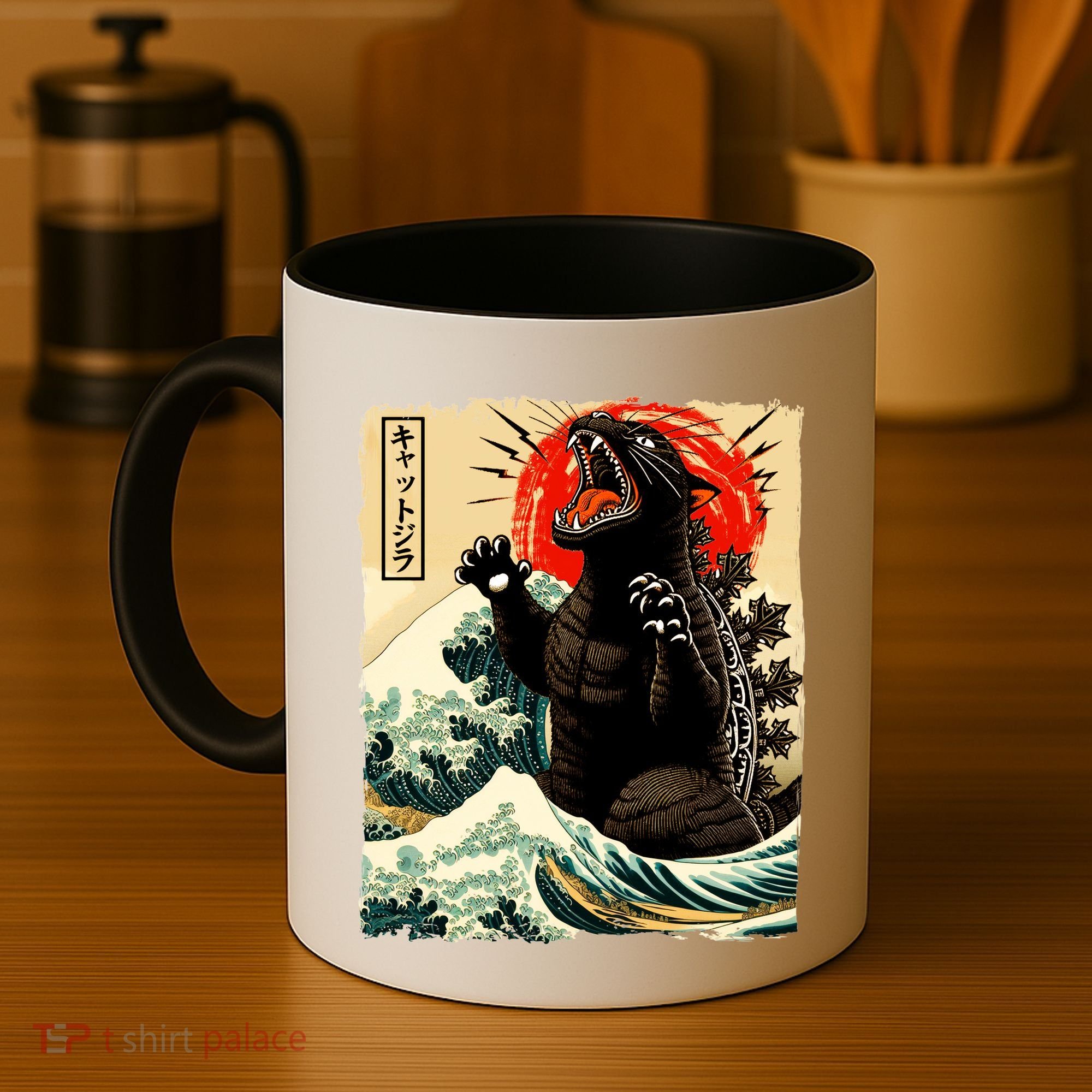 Catzilla Cat Japanese Art Funny Cat Coffee Mug