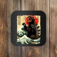 Catzilla Cat Japanese Art Funny Cat Coaster thumb 0