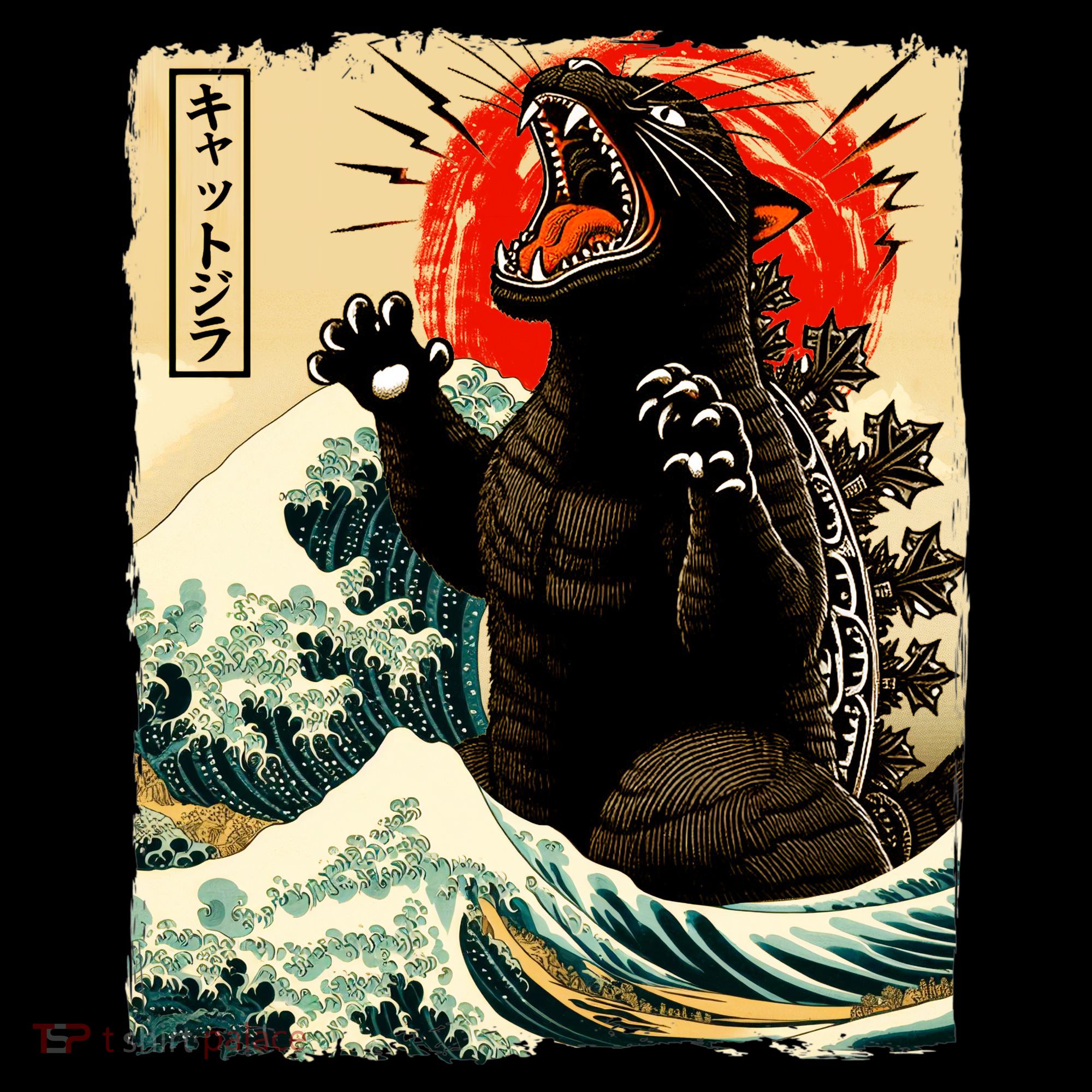Catzilla Cat Japanese Art Funny Cat Mousepad