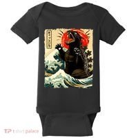 Catzilla Cat Japanese Art Funny Cat Baby Bodysuit thumb 0