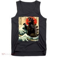Catzilla Cat Japanese Art Funny Cat Tank Top thumb 0