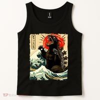 Catzilla Cat Japanese Art Funny Cat Tank Top thumb 2