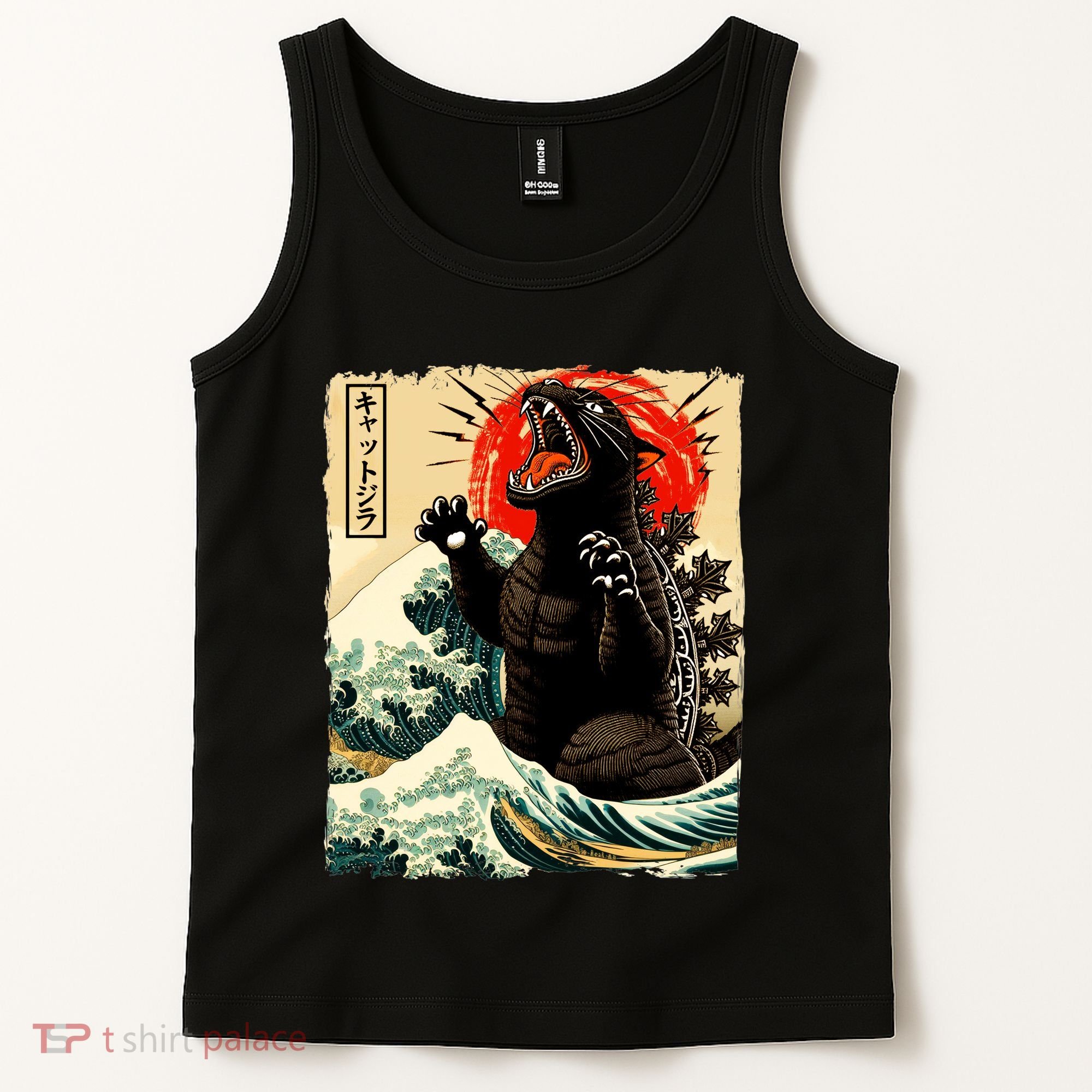 Catzilla Cat Japanese Art Funny Cat Tank Top