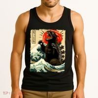 Catzilla Cat Japanese Art Funny Cat Tank Top thumb 3