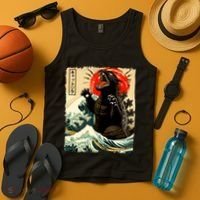 Catzilla Cat Japanese Art Funny Cat Tank Top thumb 4