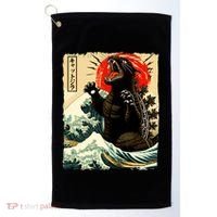 Catzilla Cat Japanese Art Funny Cat Golf Towel thumb 0