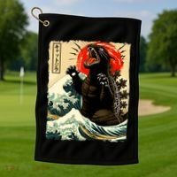 Catzilla Cat Japanese Art Funny Cat Golf Towel thumb 1