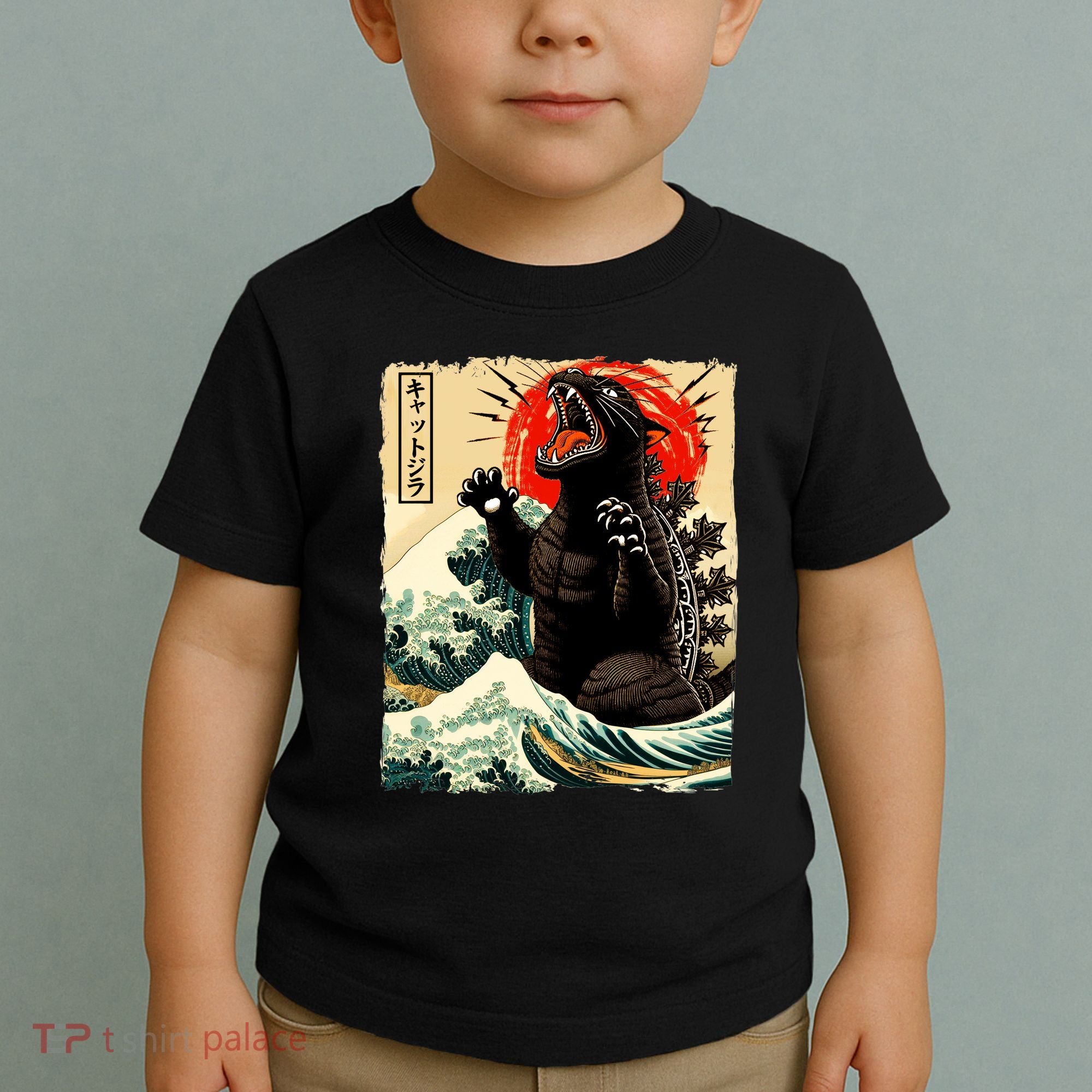 Catzilla Cat Japanese Art Funny Cat Toddler T-Shirt