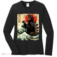 Catzilla Cat Japanese Art Funny Cat Women's Long Sleeve Shirt thumb 0