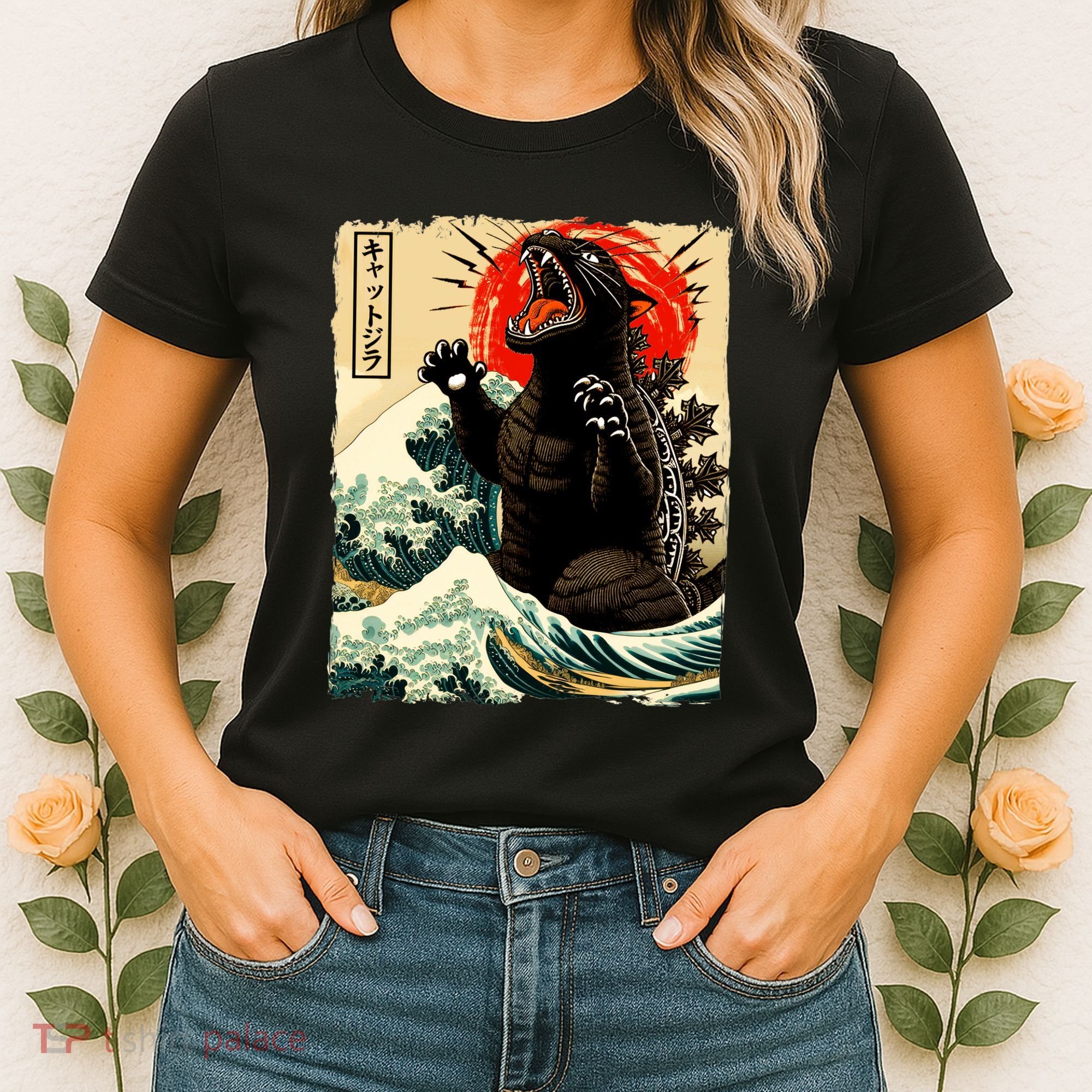 Catzilla Cat Japanese Art Funny Cat Women's T-Shirt