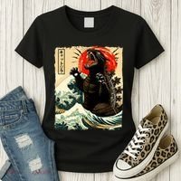 Catzilla Cat Japanese Art Funny Cat Women's T-Shirt thumb 3