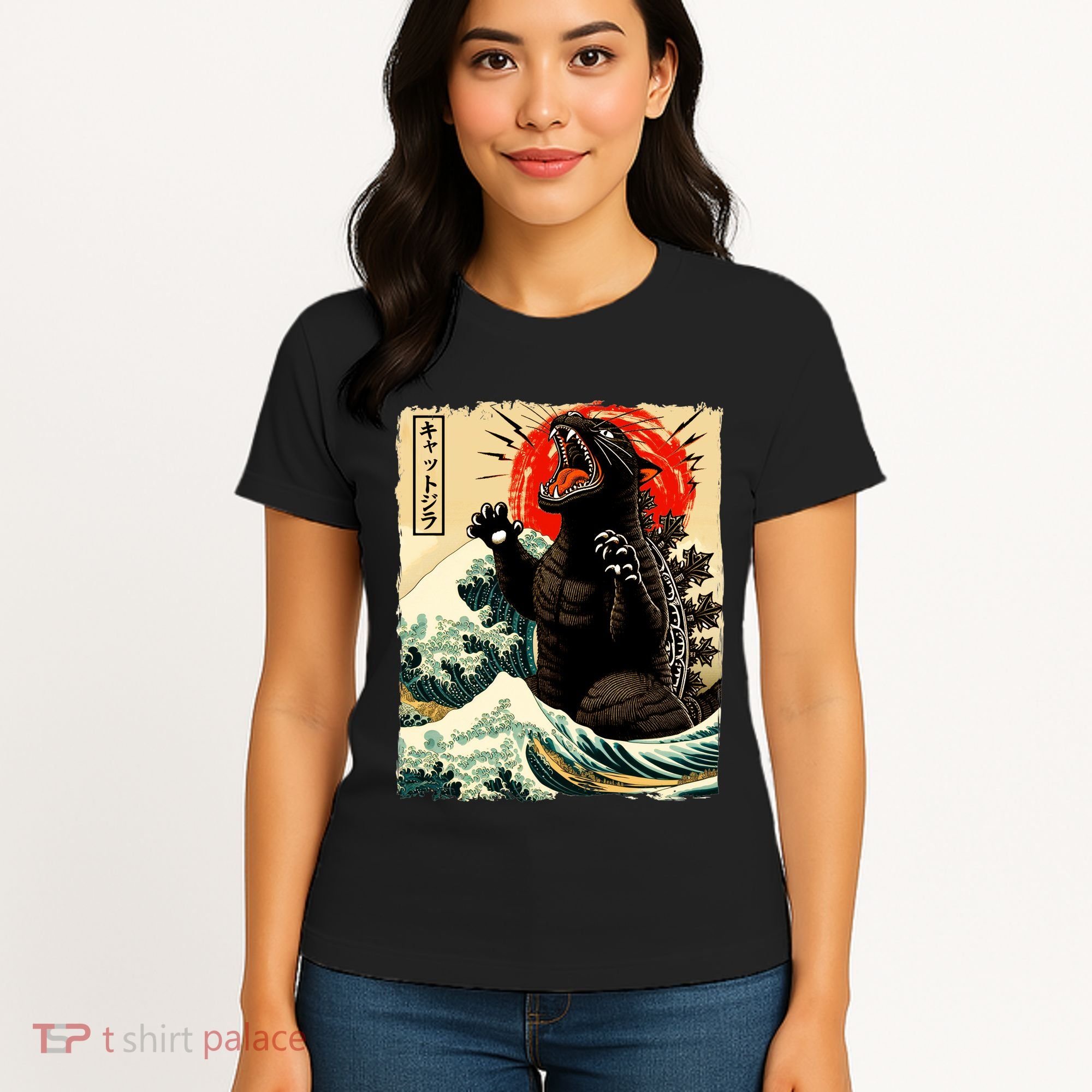 Catzilla Cat Japanese Art Funny Cat Women's T-Shirt