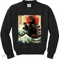 Catzilla Cat Japanese Art Funny Cat Kids Sweatshirt thumb 0