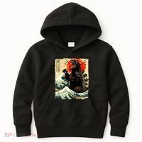 Catzilla Cat Japanese Art Funny Cat Kids Hoodie thumb 0