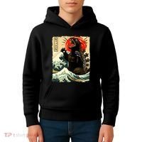 Catzilla Cat Japanese Art Funny Cat Kids Hoodie thumb 4